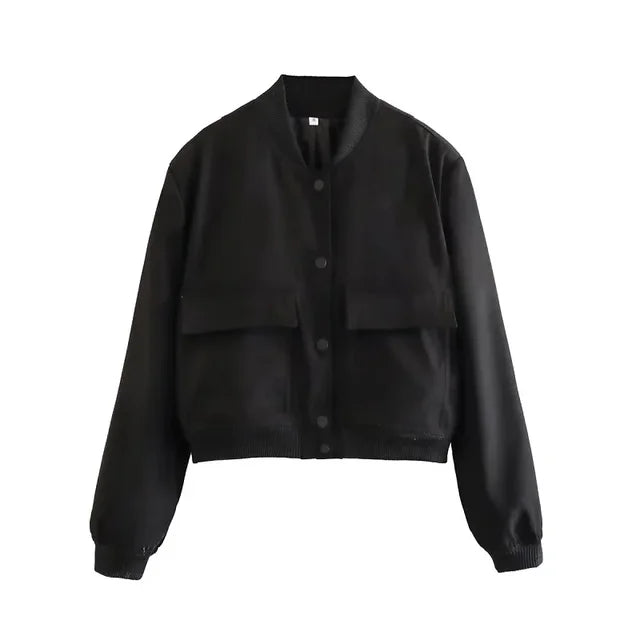 Woman Bomber Jacket-Black