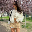 Woman Bomber Jacket-Beige