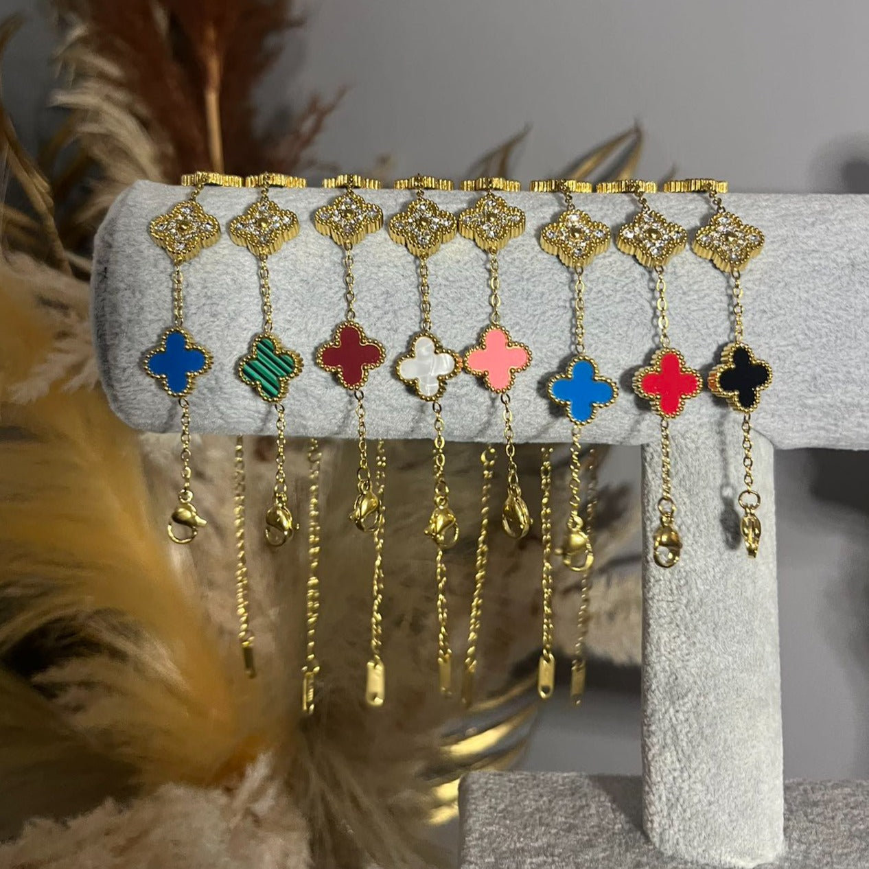 Diamond Coloured Clover Bracelet