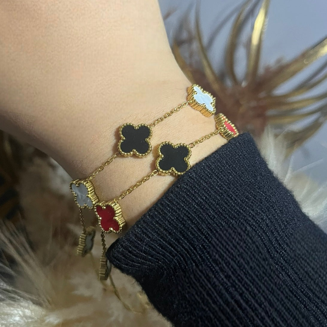 Gold Multi Colour Clover Bracelet