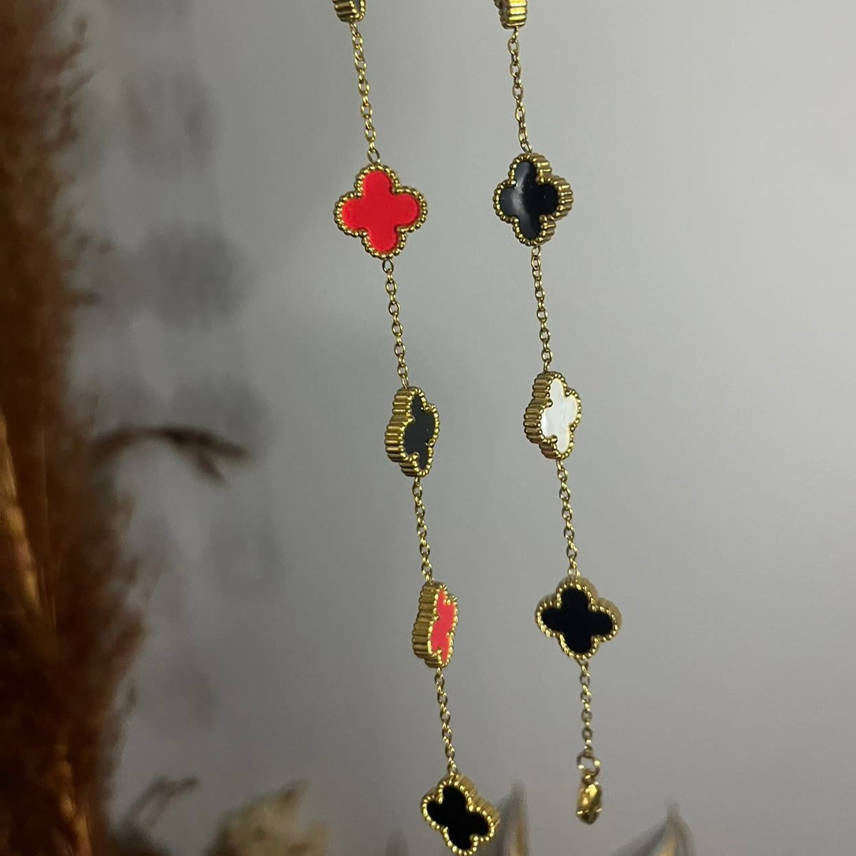 Gold Multi Colour Clover Bracelet