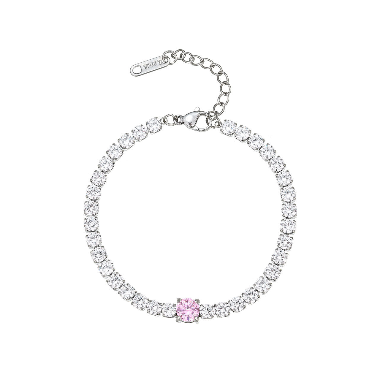 Classic pink ICE diamond bracelet stainless steel