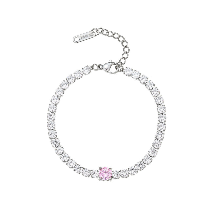 Classic pink ICE diamond bracelet stainless steel