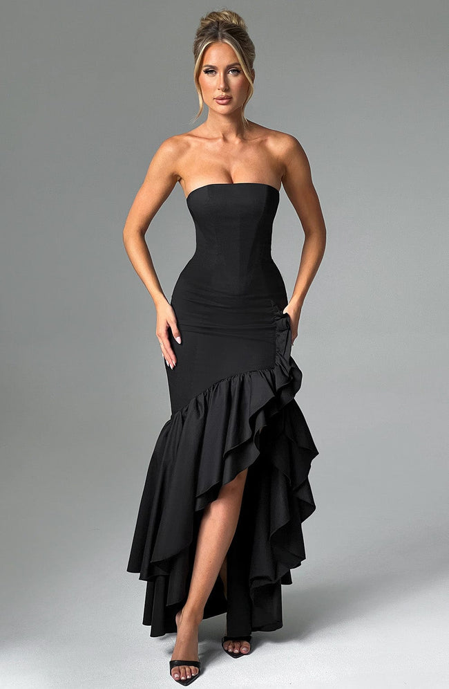 Midnight Serenade Maxi Dress - Black