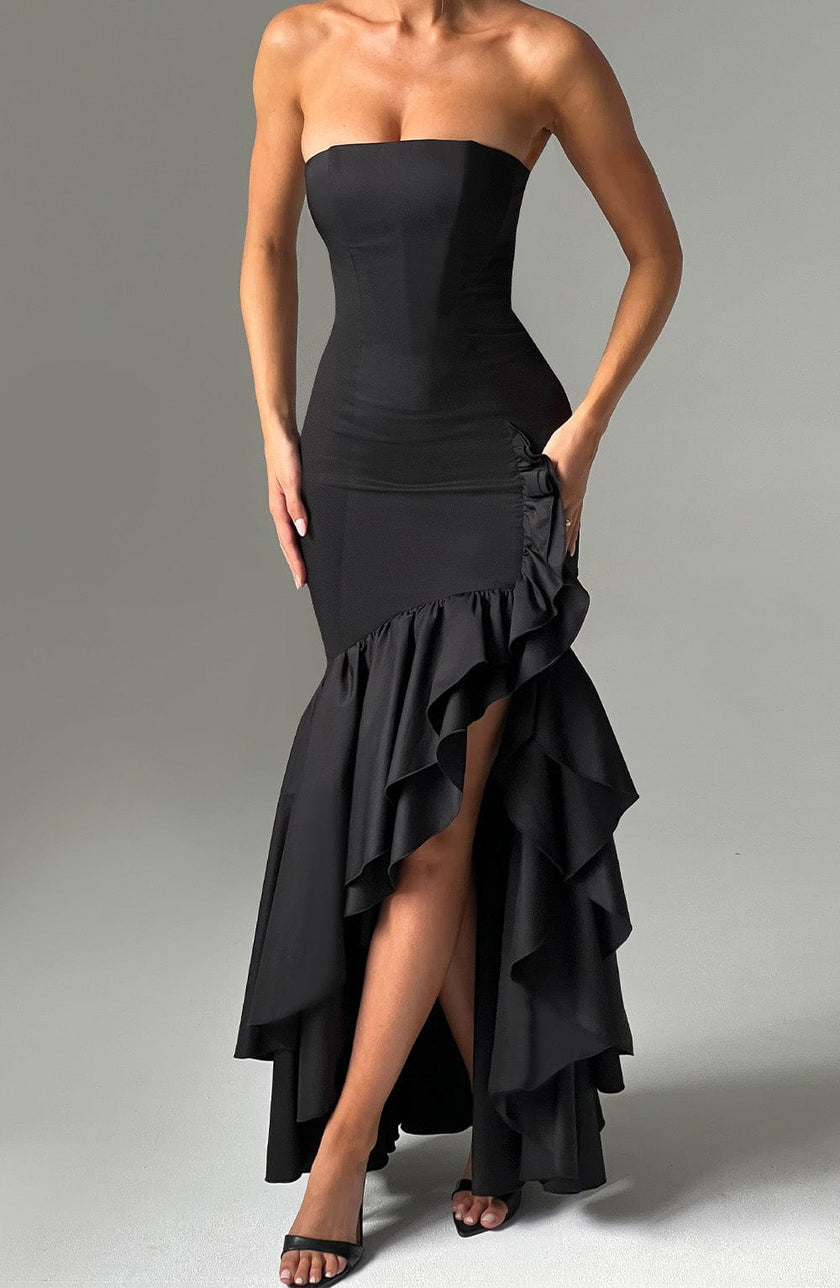 Midnight Serenade Maxi Dress - Black