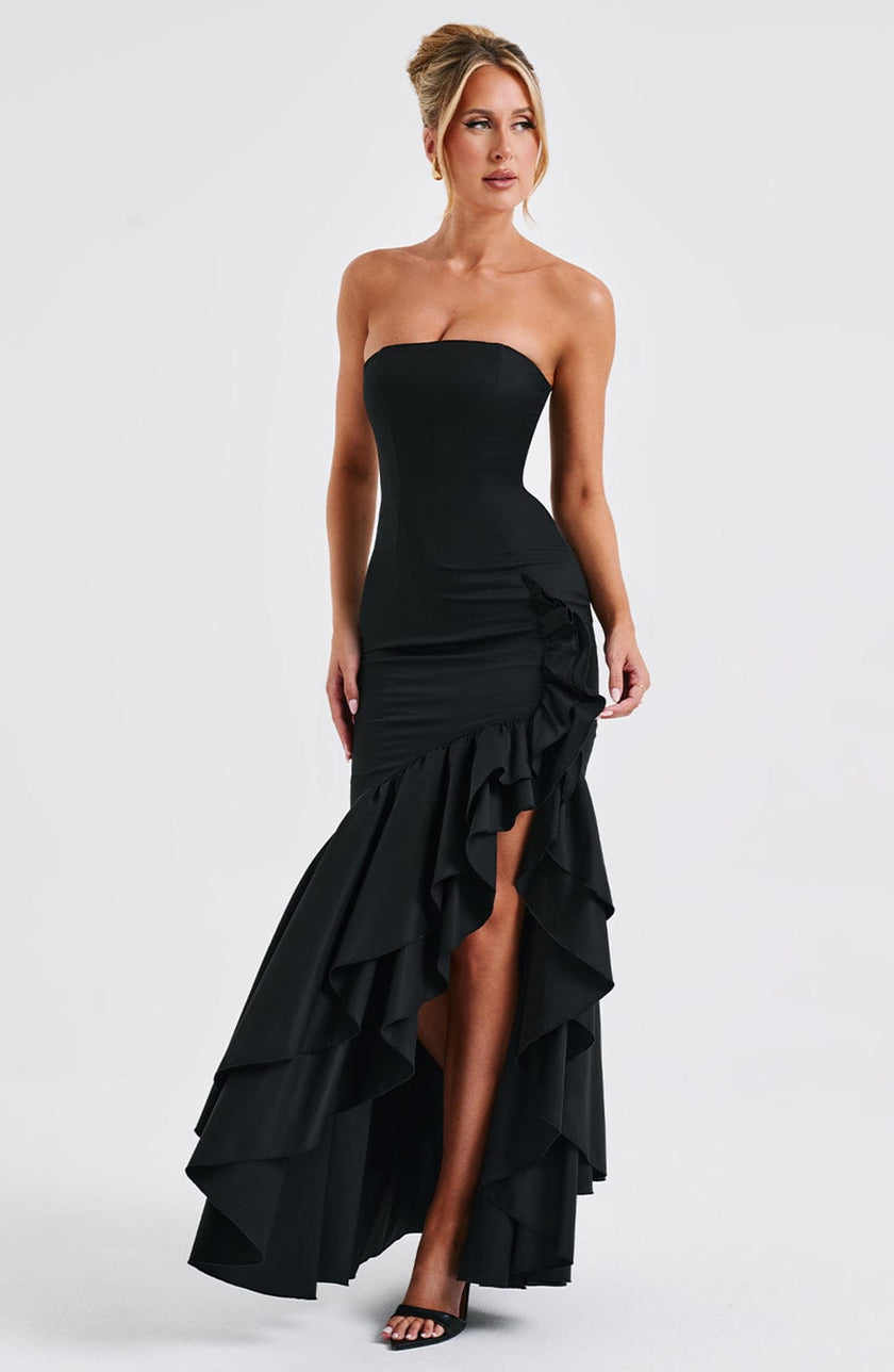 Midnight Serenade Maxi Dress - Black