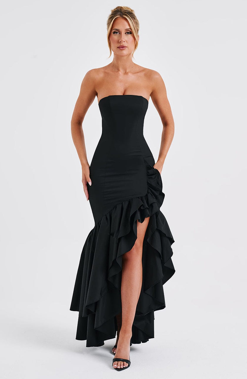 Midnight Serenade Maxi Dress - Black