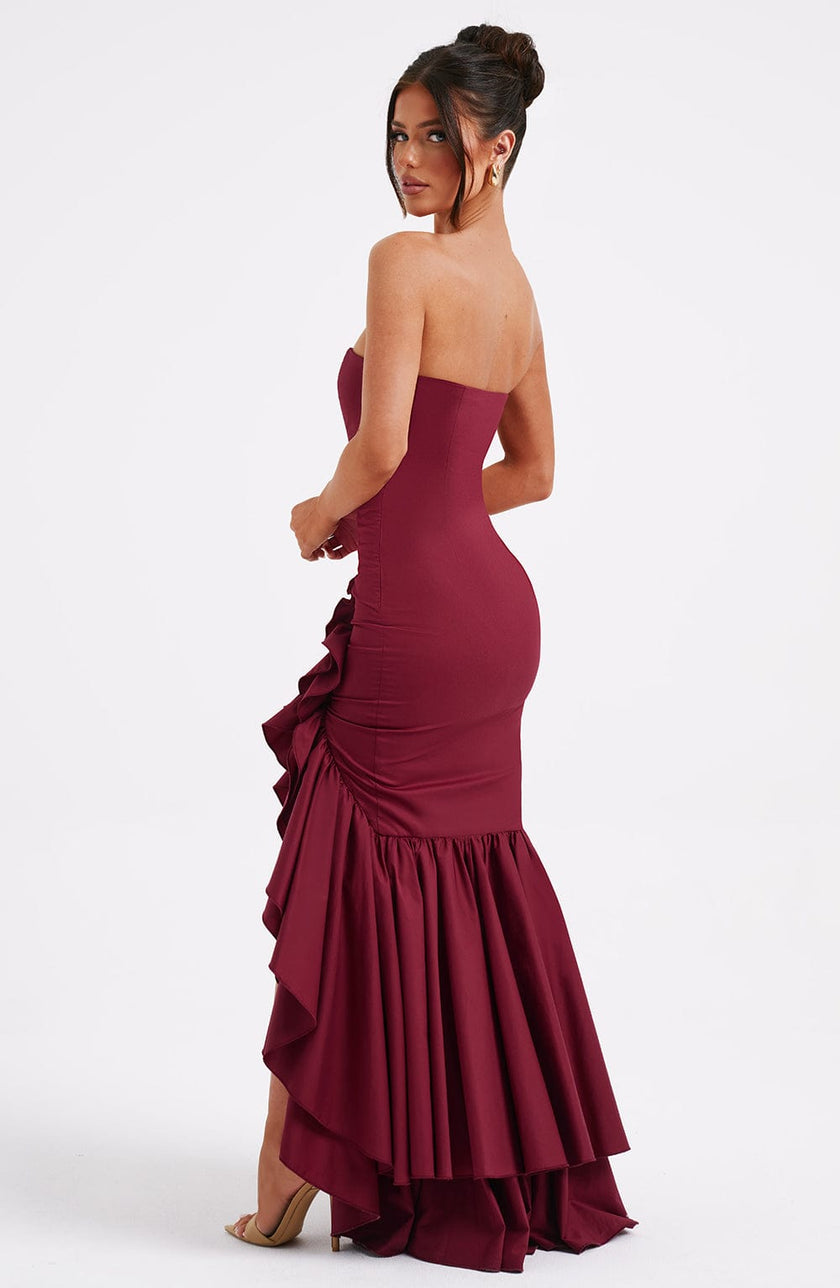 Midnight Serenade Maxi Dress- Burgundy
