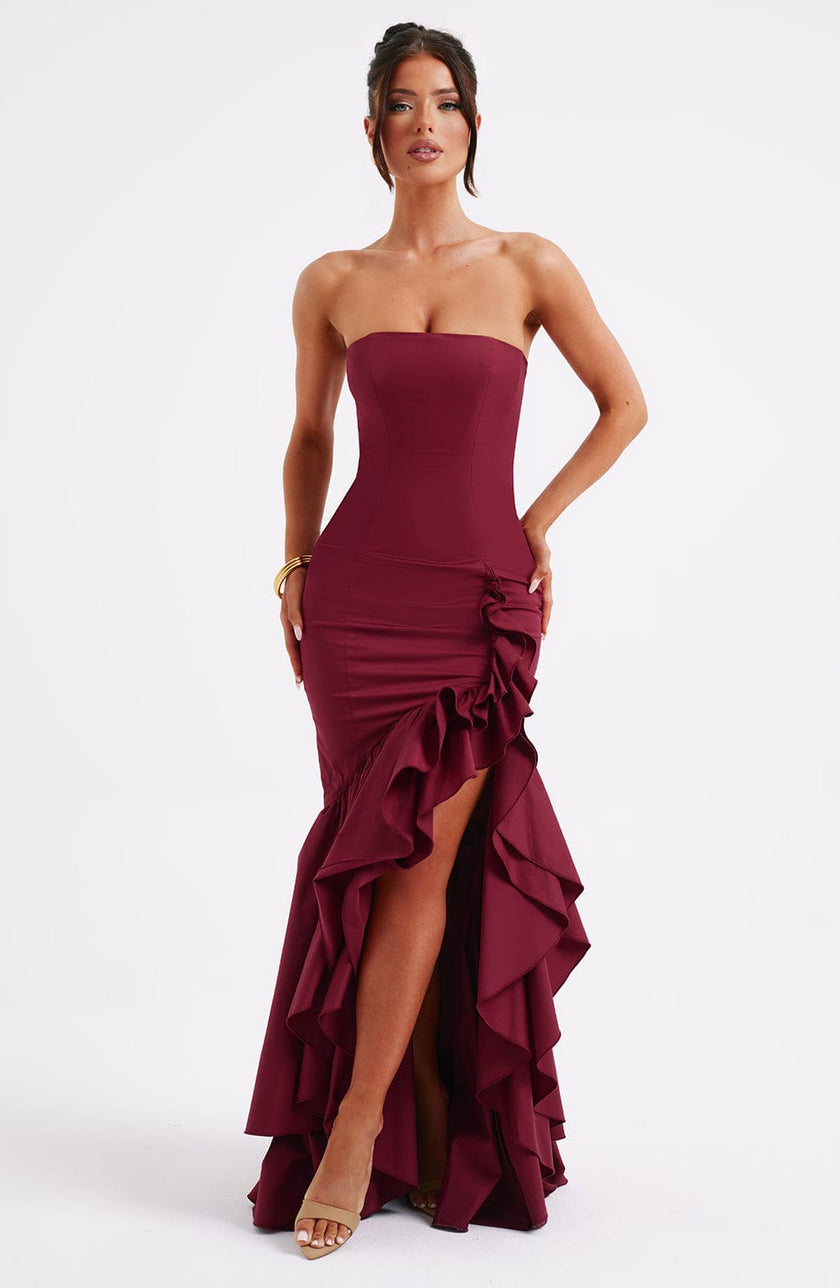 Midnight Serenade Maxi Dress- Burgundy