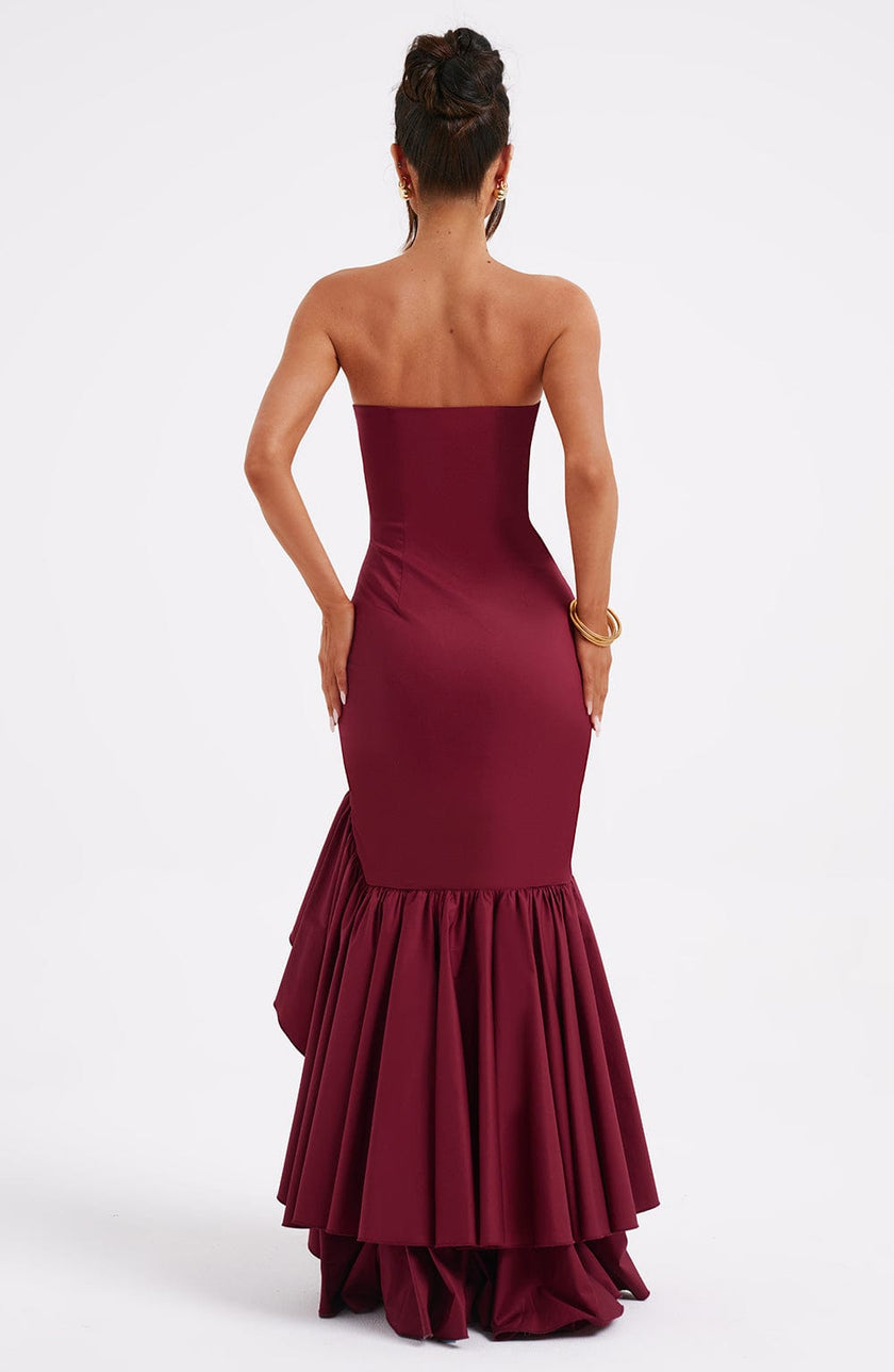 Midnight Serenade Maxi Dress- Burgundy