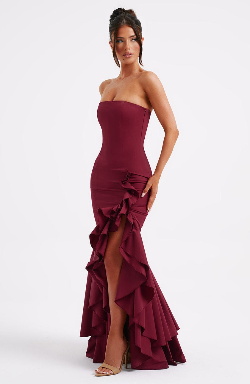 Midnight Serenade Maxi Dress- Burgundy