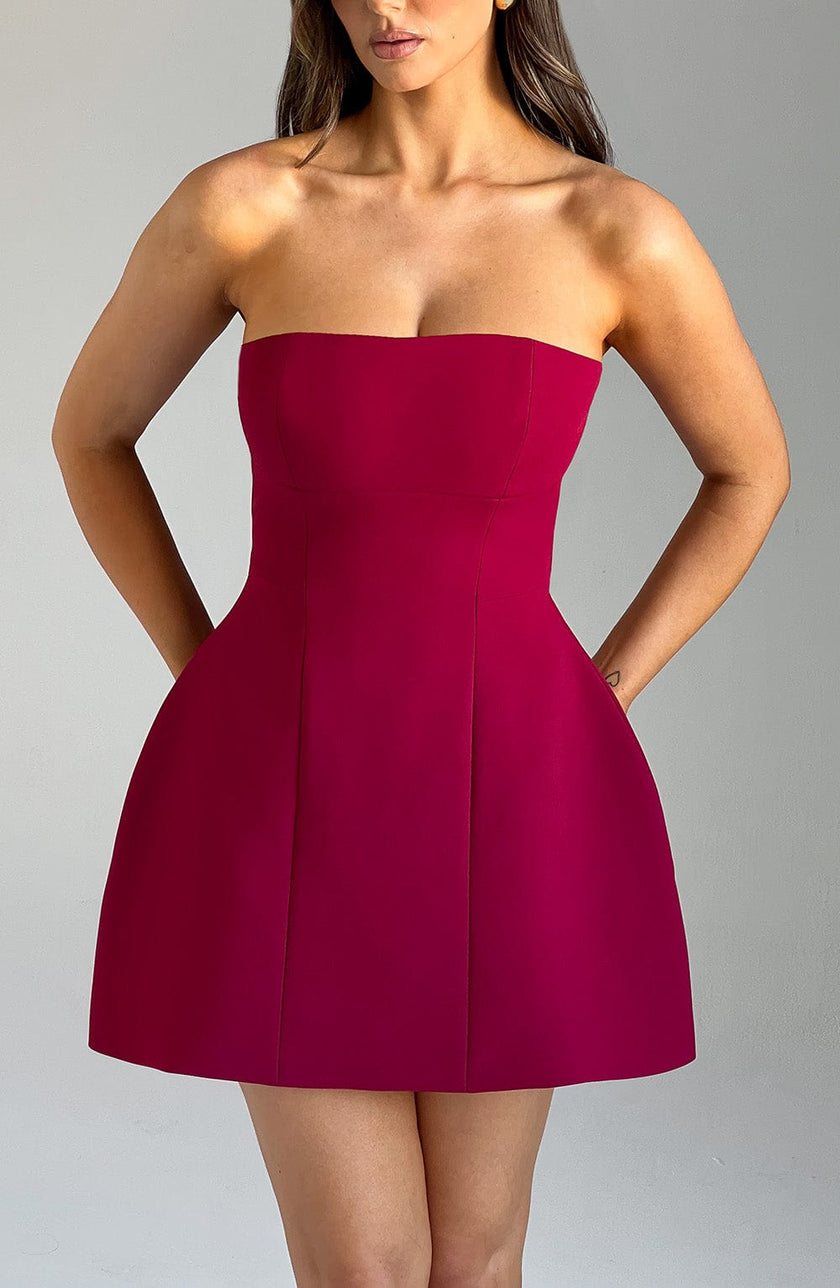 Starry Night Mini Dress - Wine