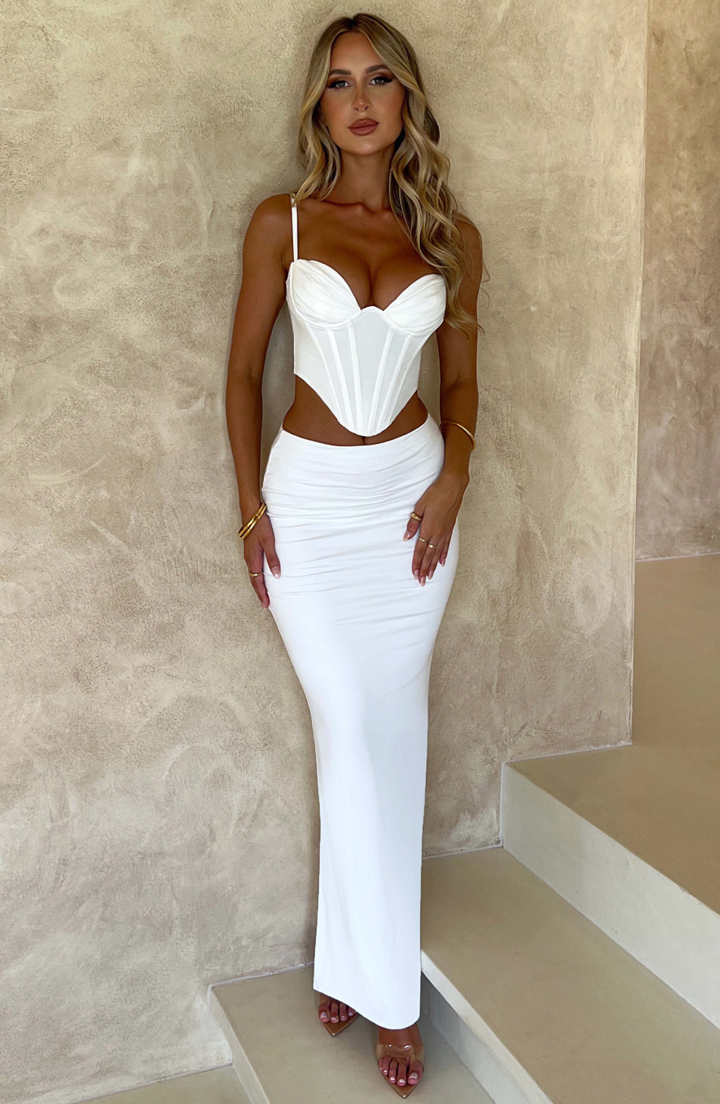 Luminous Breeze Maxi Skirt-White
