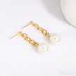 Chain Links 14K Gold Plated Sterling Silver Pearl Dangle Earrings Luz