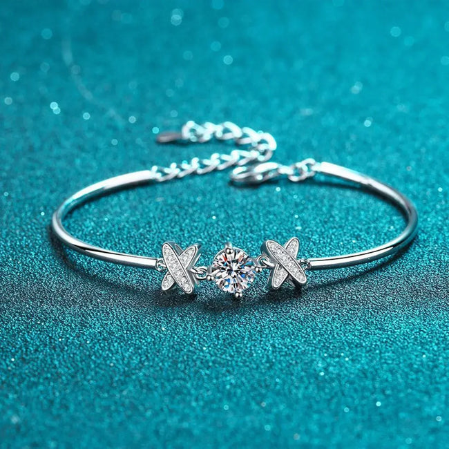 Chic Cross Letter Moissanite Bracelet Cam