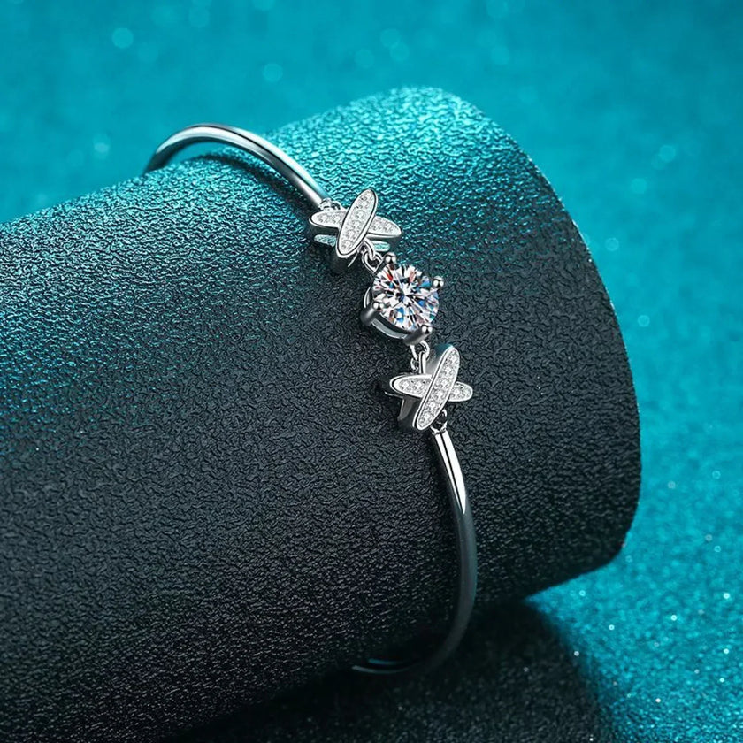 Chic Cross Letter Moissanite Bracelet Cam