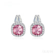 Cushion Cut Sterling Silver Pink Morganite Studs Earrings Allison