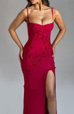 Scarlet Symphony Maxi Dress- Red