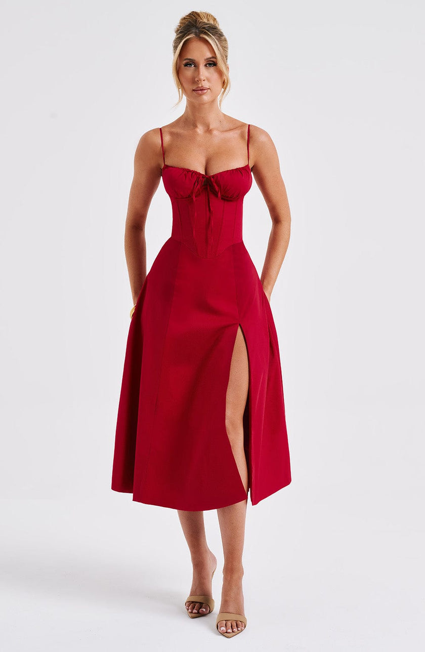 Delilah Midi Dress - Red