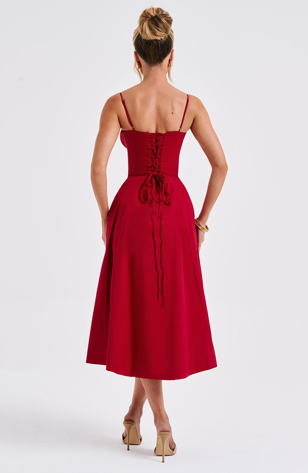Delilah Midi Dress - Red