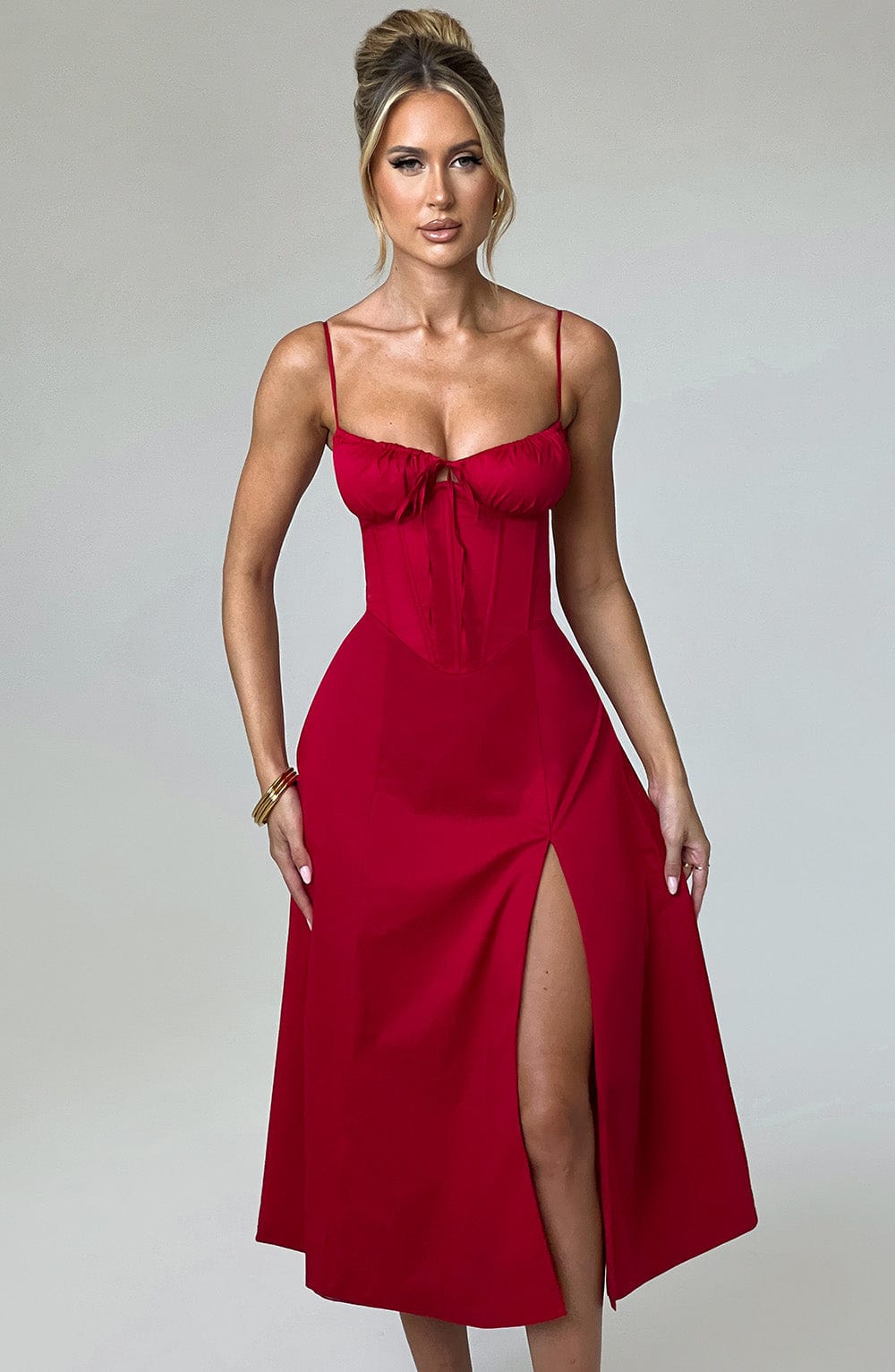 Delilah Midi Dress - Red