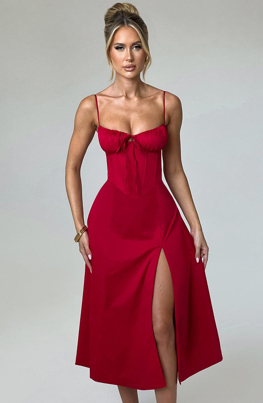 Delilah Midi Dress - Red