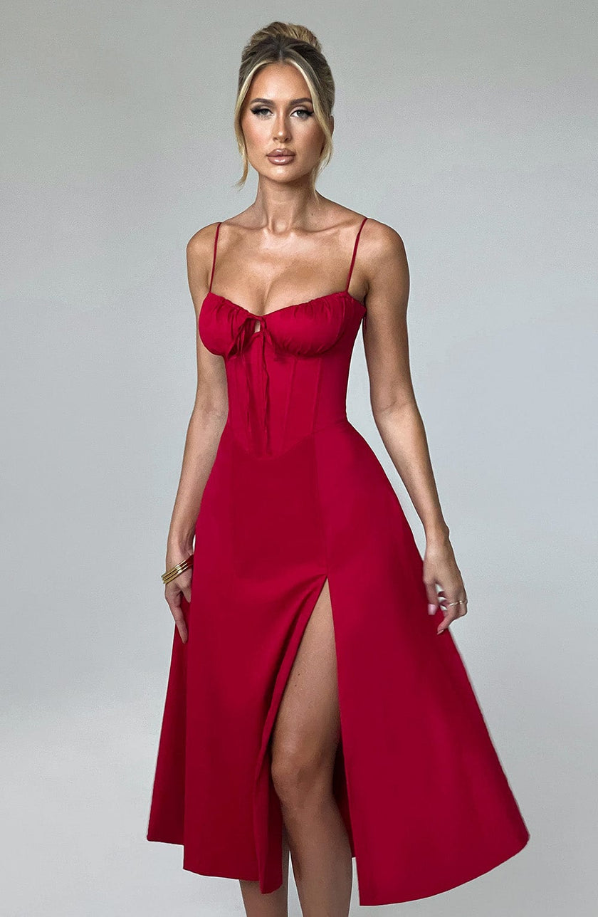 Delilah Midi Dress - Red