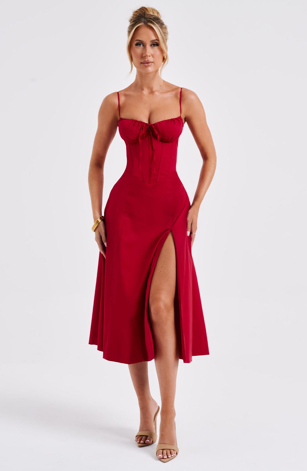 Delilah Midi Dress - Red