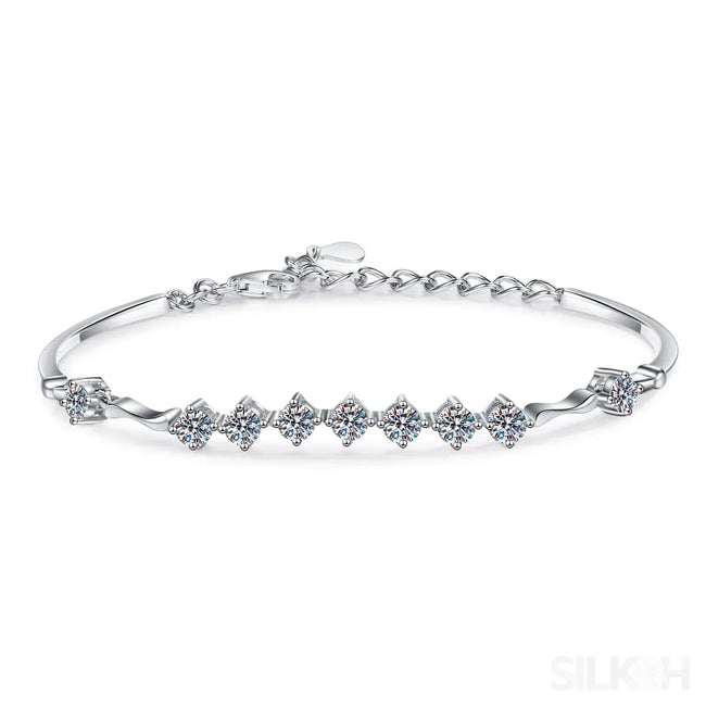 Delicate Nine Stars Adjustable Moissanite Bracelet Ana