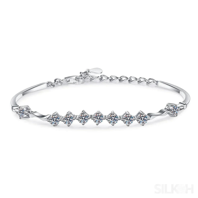 Delicate Nine Stars Adjustable Moissanite Bracelet Ana