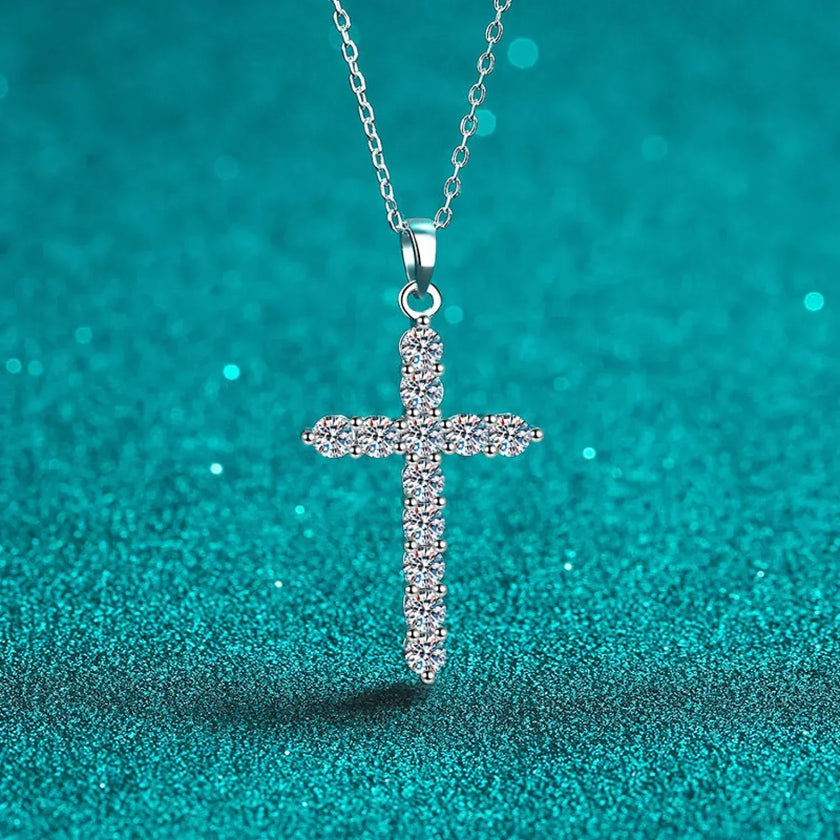 Divine Cross Shaped Moissanite Necklace Bry