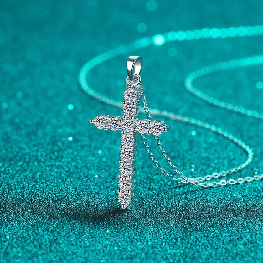 Divine Cross Shaped Moissanite Necklace Bry