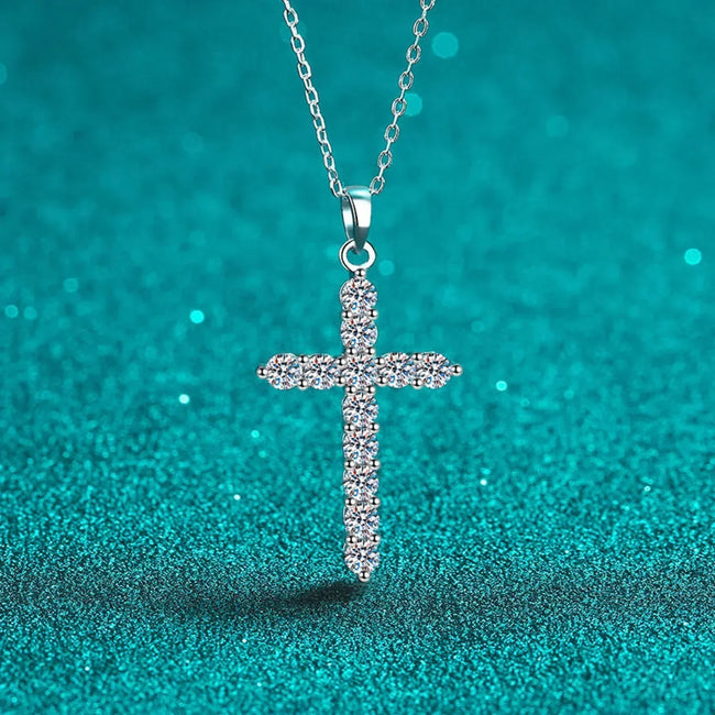 Divine Cross Shaped Moissanite Necklace Bry