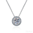 Elegant Halo Pendant 925 Sterling Silver Moissanite Necklace Ana