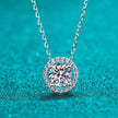 Elegant Halo Pendant 925 Sterling Silver Moissanite Necklace Ana