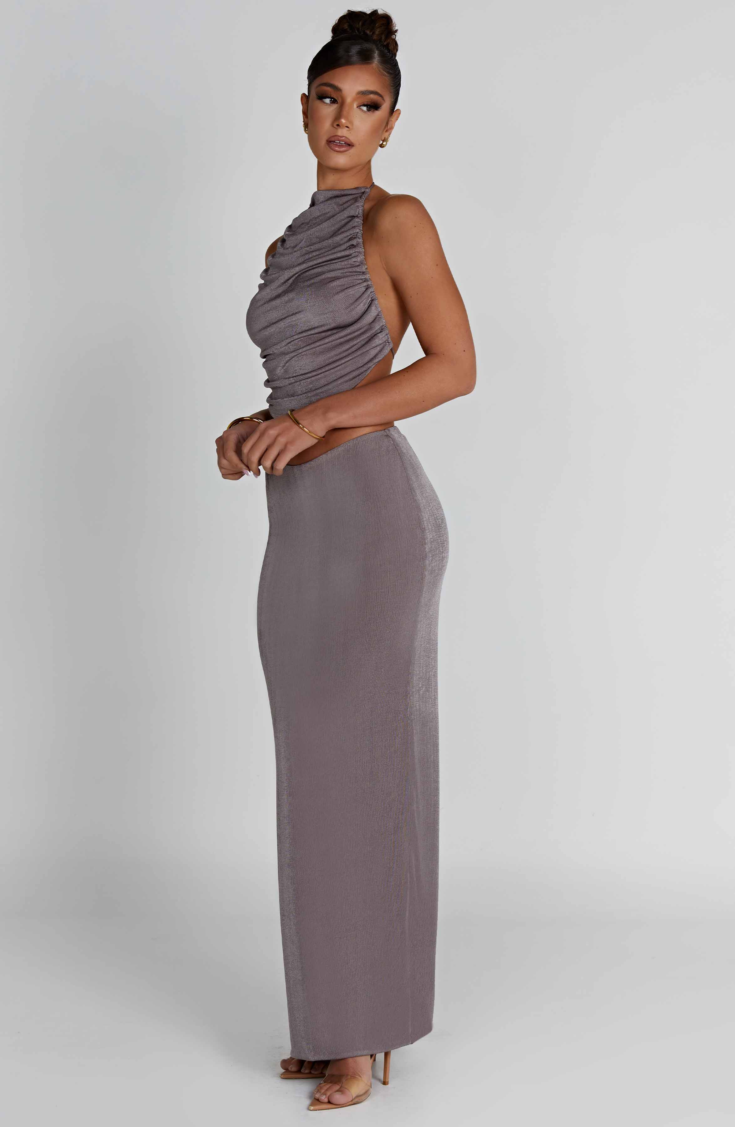 Charcoal Elegance Maxi Skirt