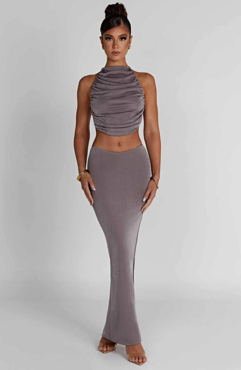 Charcoal Elegance Maxi Skirt