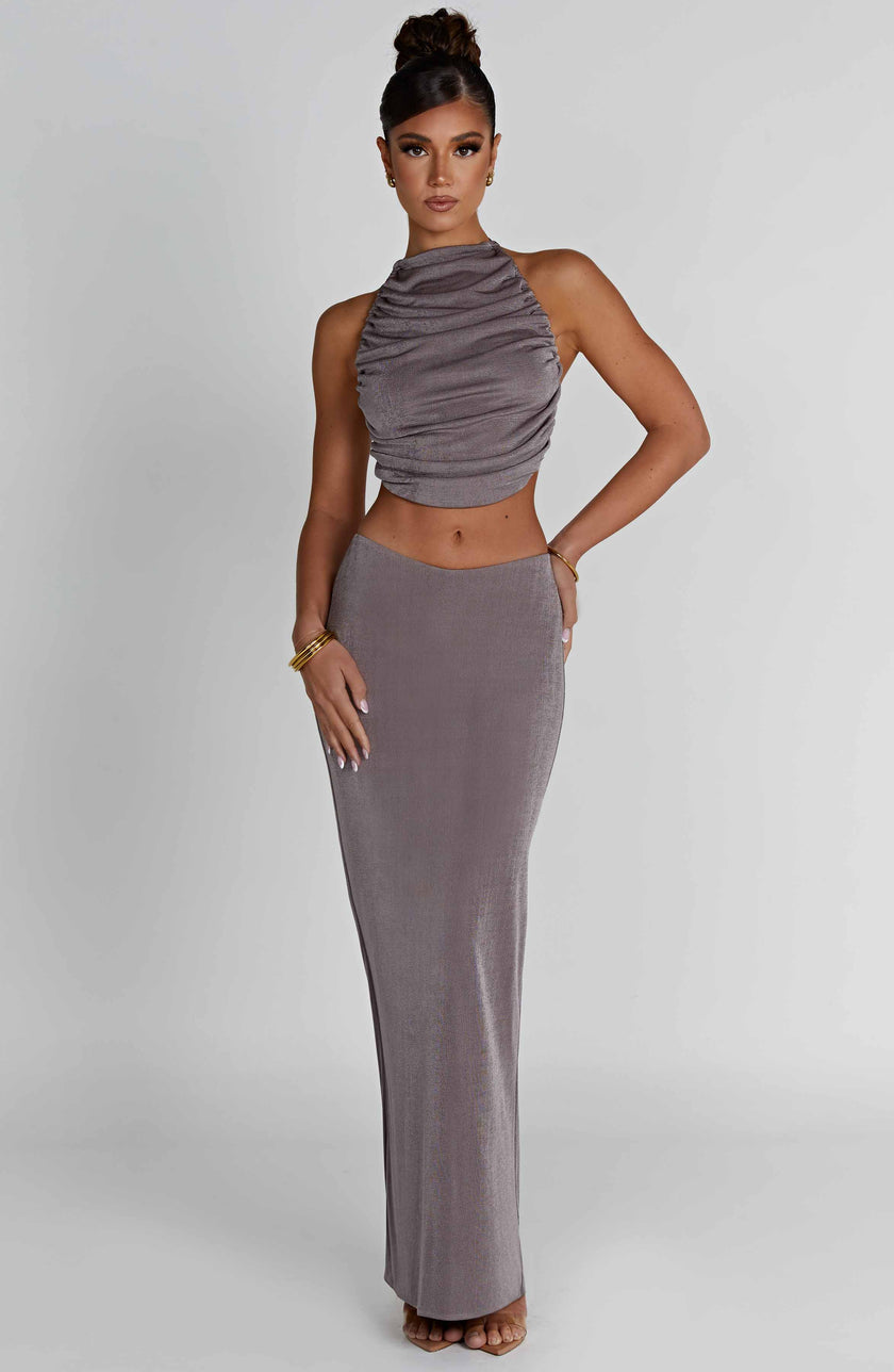Charcoal Elegance Maxi Skirt