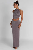 Charcoal Elegance Maxi Skirt
