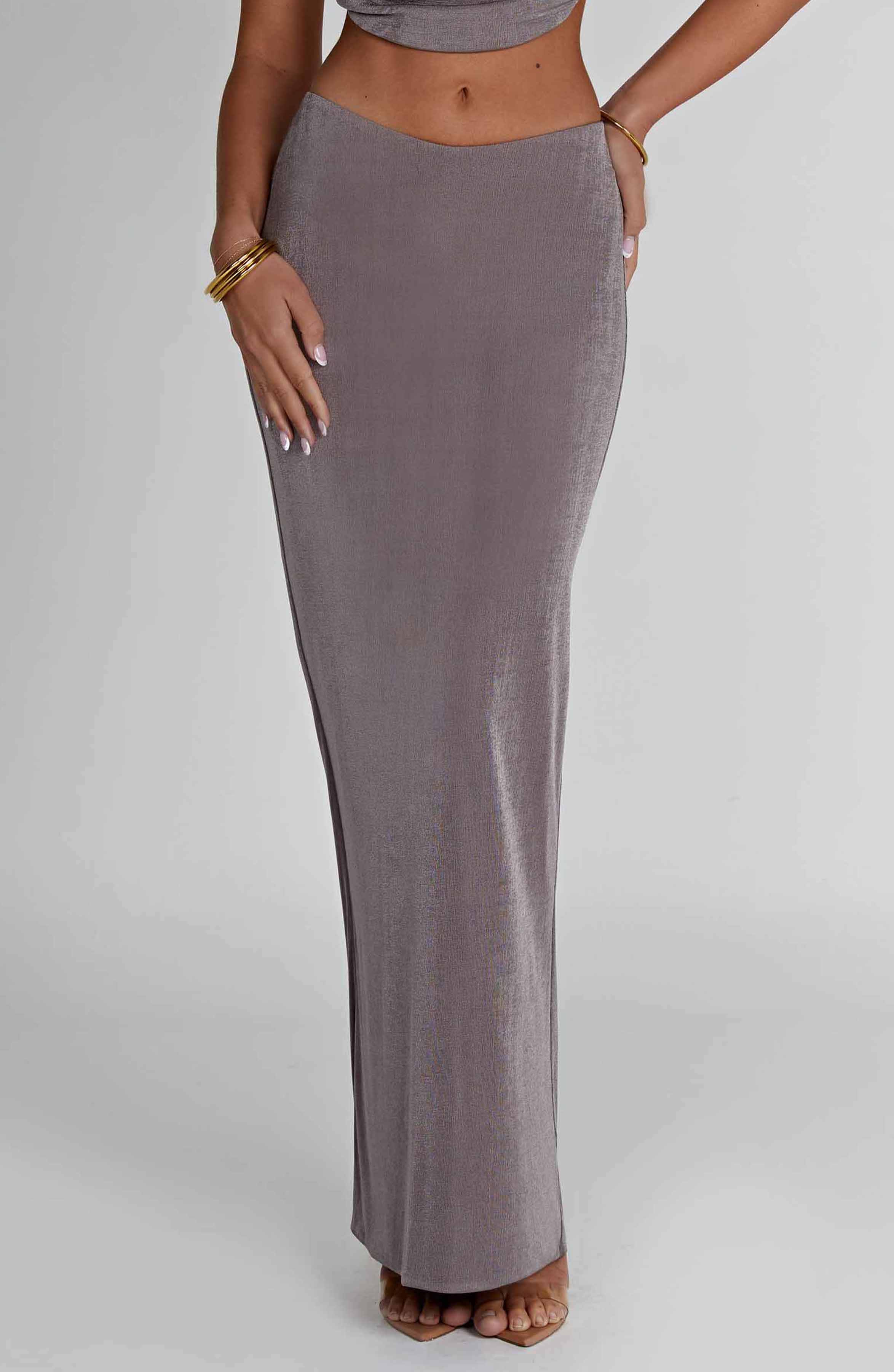 Charcoal Elegance Maxi Skirt