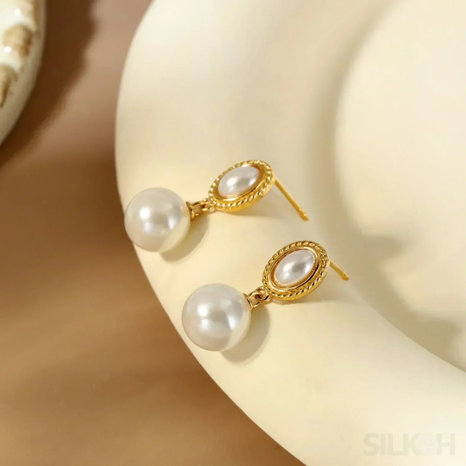 Freshwater 18K Gold Plated Sterling Silver Pearl Drop Earrings Lia
