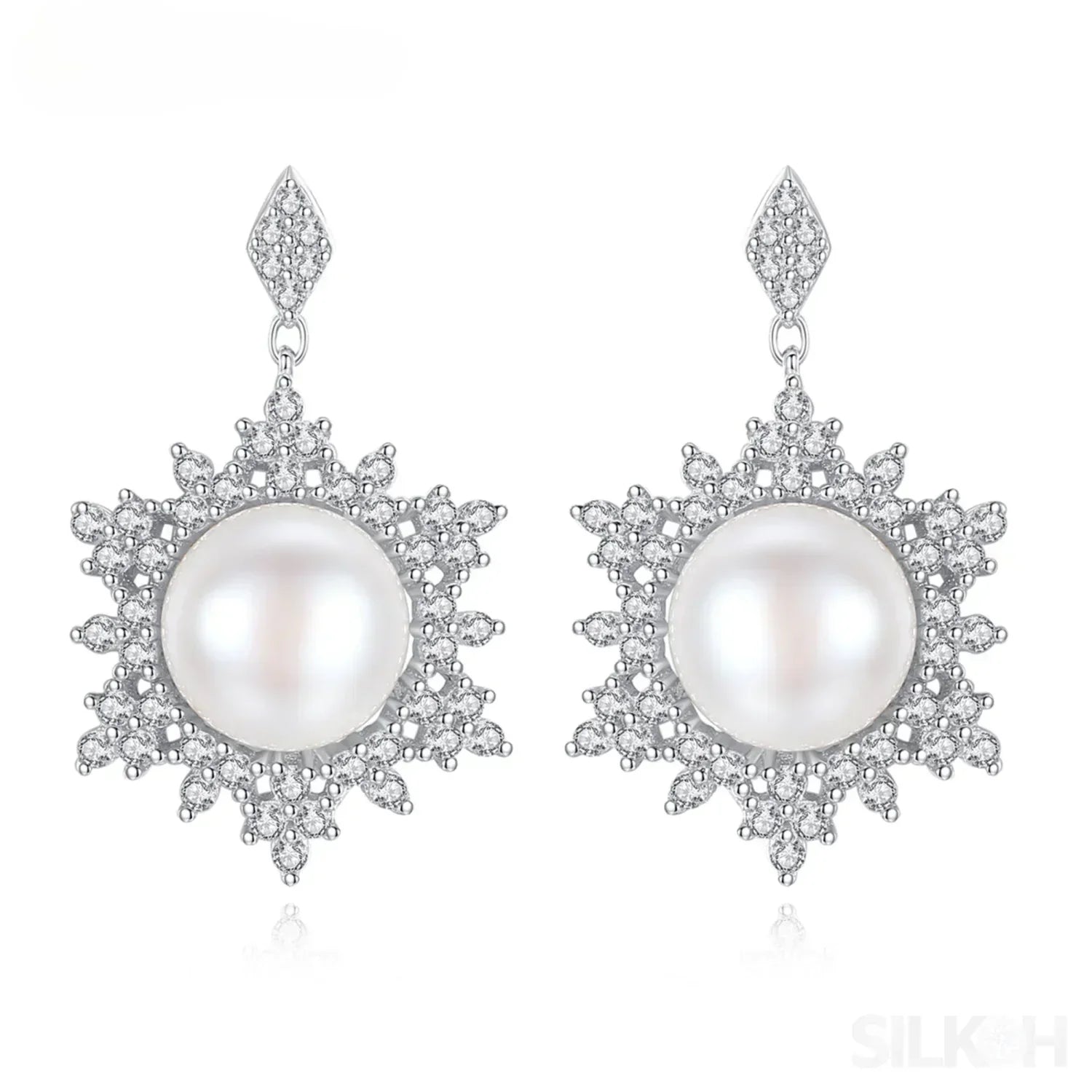 Freshwater Snowflake Shape Sterling Silver Pearl Stud Earring Ayla