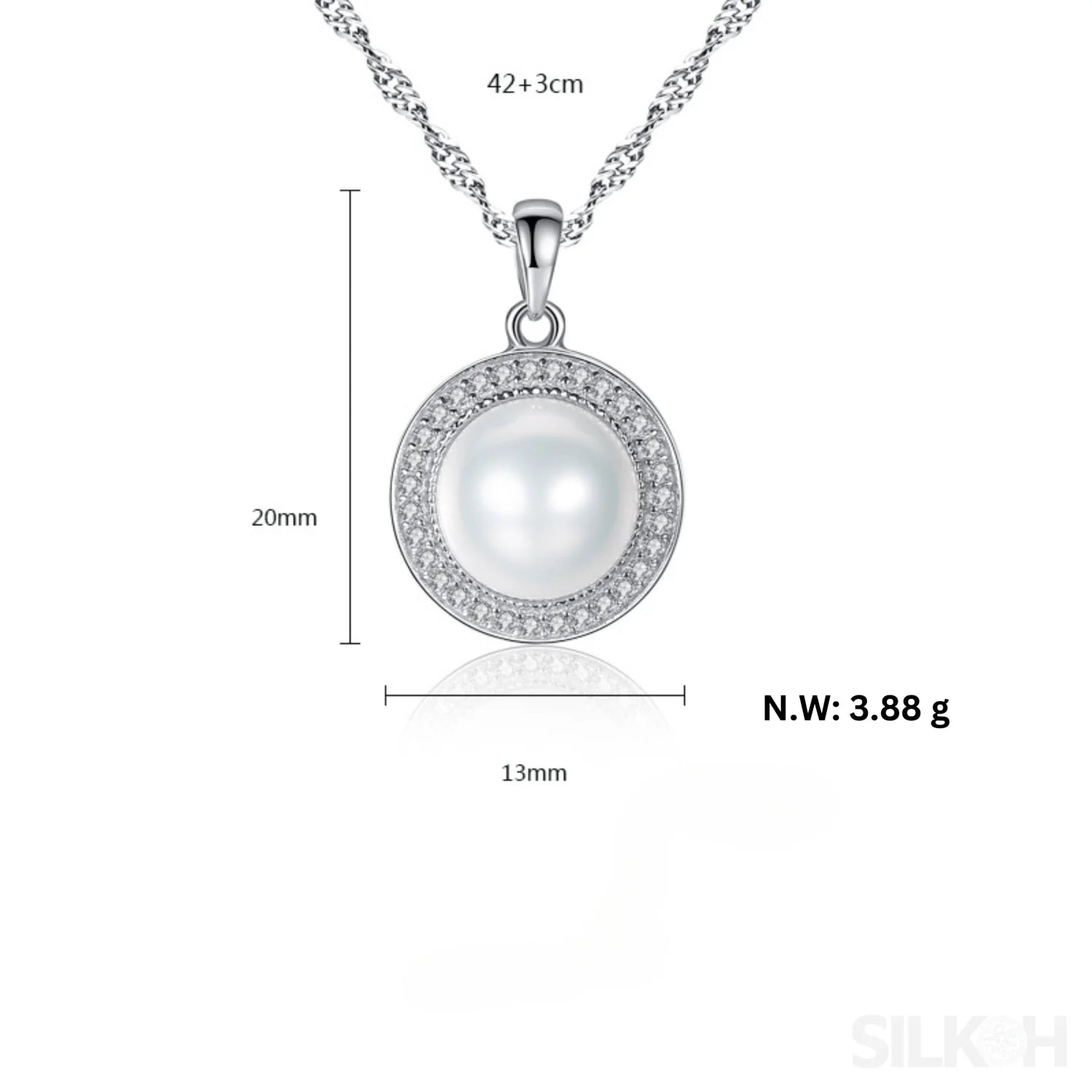 Halo Sterling Silver Natural Pearl wedding Jewelry Set Ann
