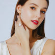 Halo Sterling Silver Natural Pearl wedding Jewelry Set Ann
