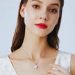 Halo Sterling Silver Natural Pearl wedding Jewelry Set Ann