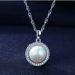 Halo Sterling Silver Natural Pearl wedding Jewelry Set Ann
