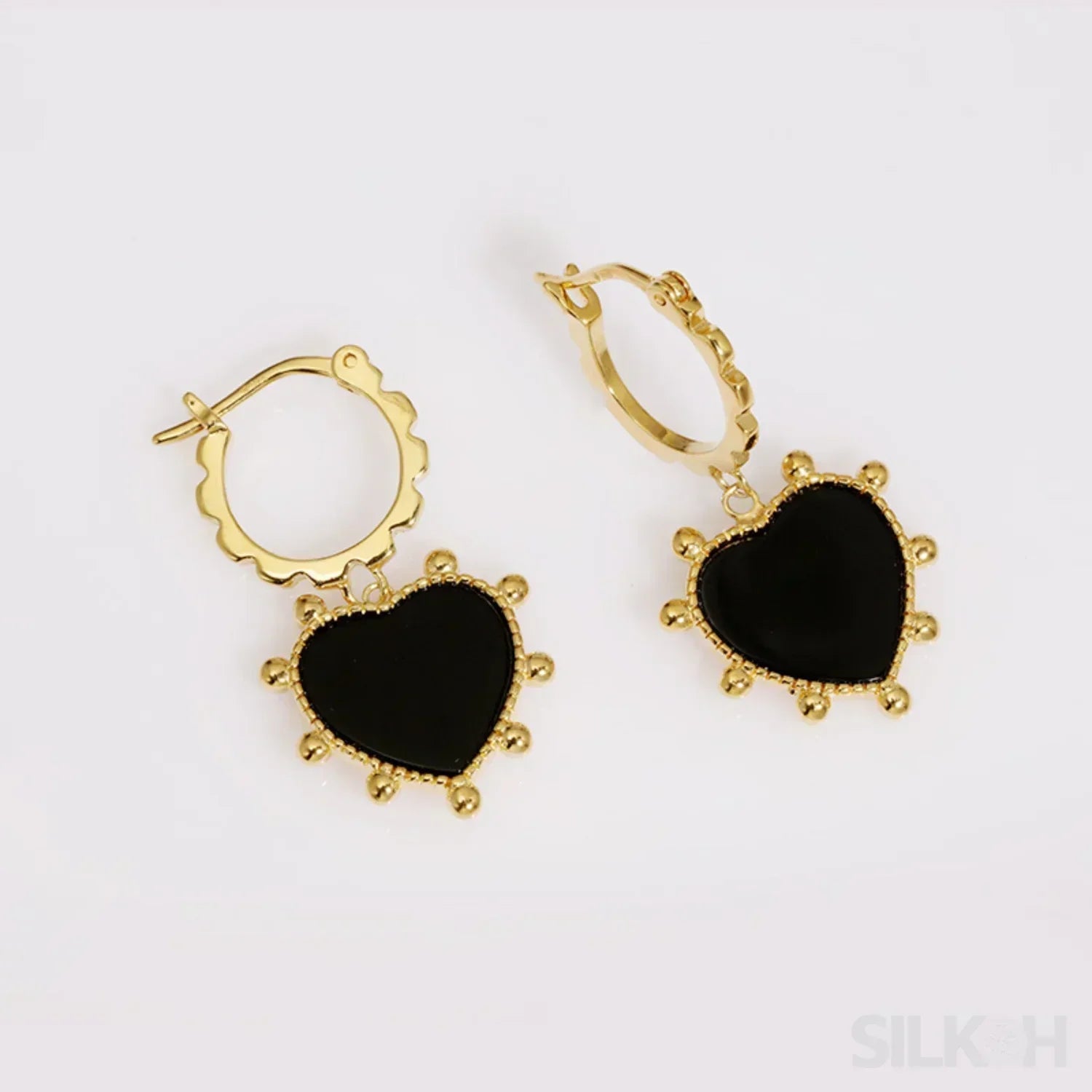 Heart Shaped 18K Gold Plated Sterling Silver Hoop Earrings Avery