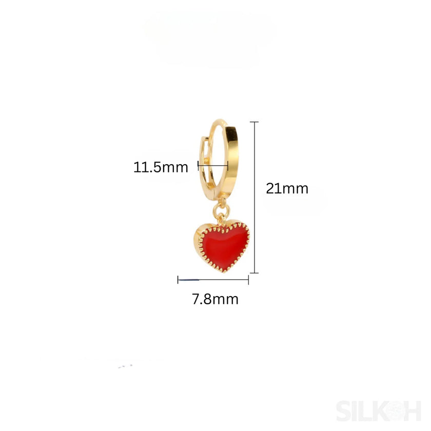 Heart Shaped Sterling Silver Retro Hoop Earrings Una