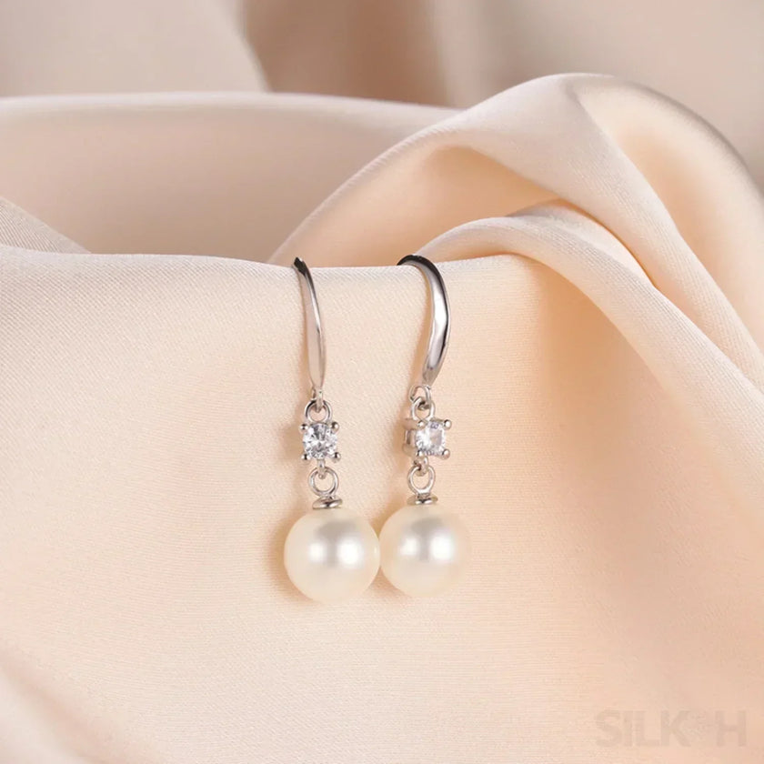 Long Shell Bead 925 Sterling Silver Pearl Earrings Adalyn