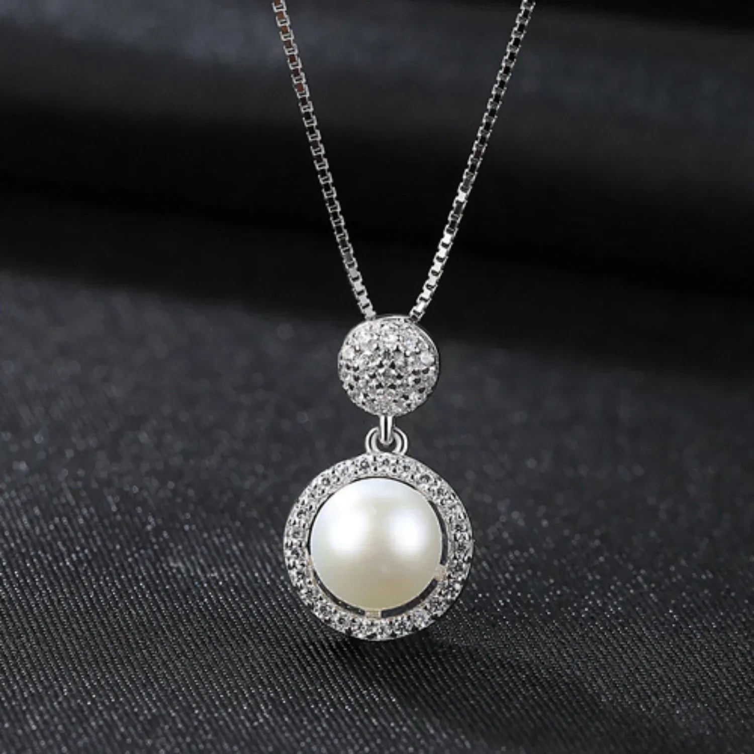 Micropaved Cubic Zirconia Sterling Silver Pearl Bridal Jewelry Set Ana